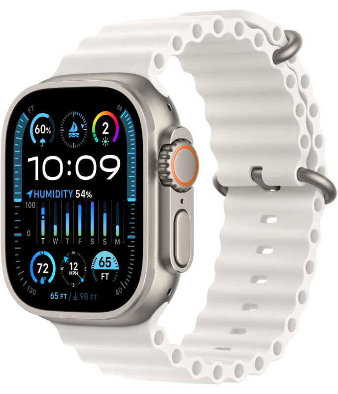 Apple Watch Ultra 2 GPS+ Cellular, 49 мм, корпус из титана, ремешок Ocean белого цвета