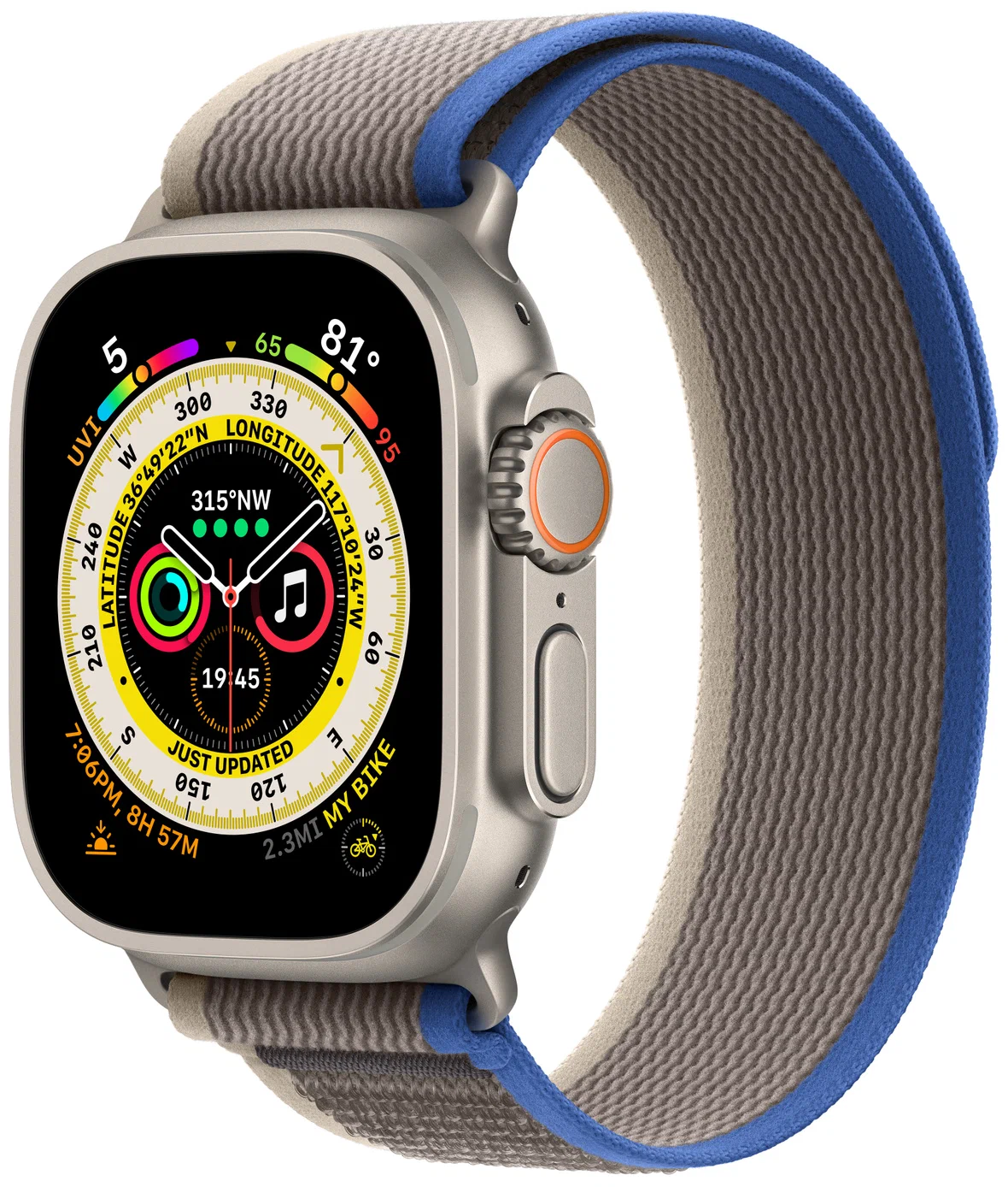 Apple Watch Ultra 49 mm GPS + Cellular Titanium Case Trail Loop Blue/Gray