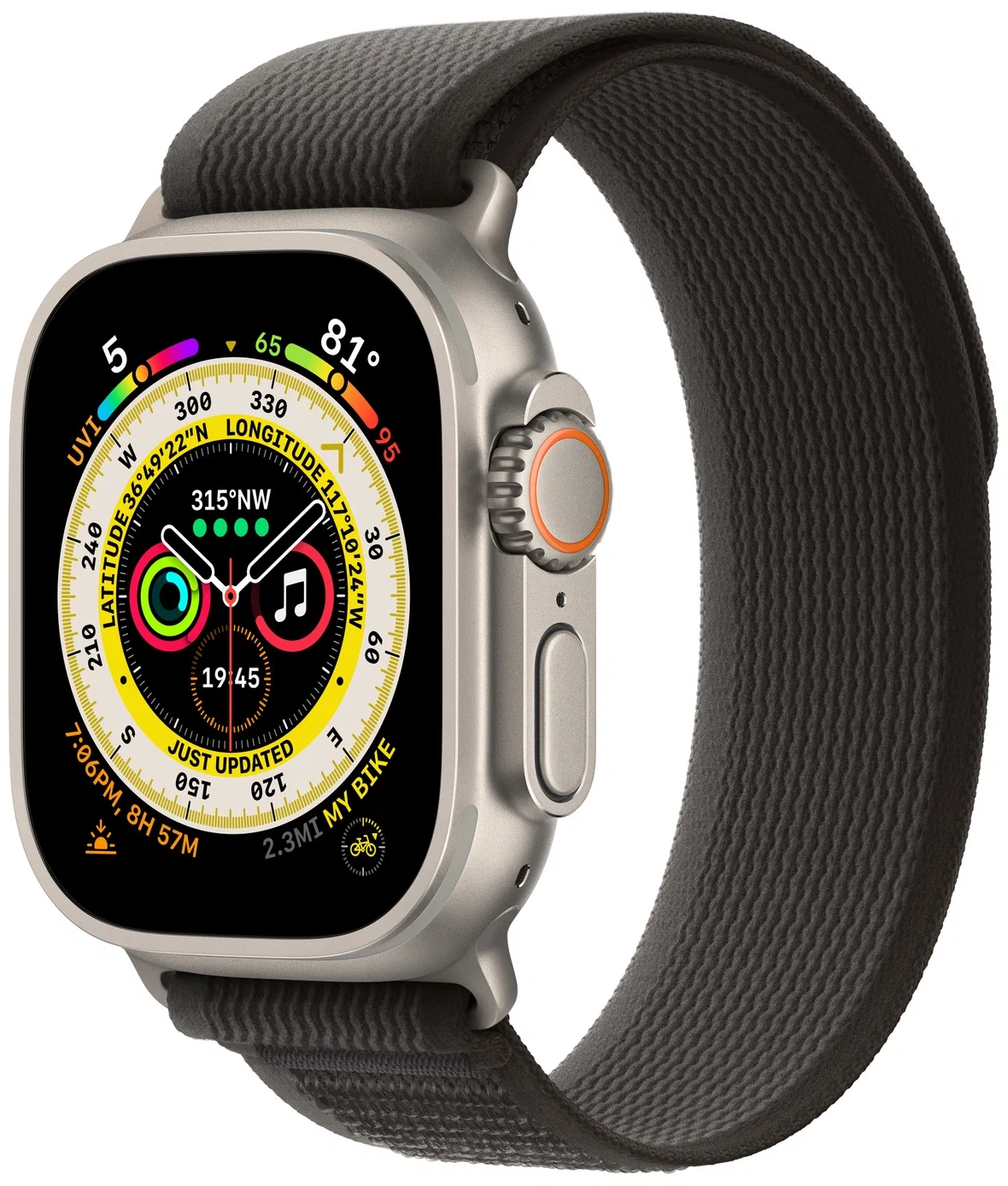 Apple Watch Ultra 49 mm GPS + Cellular Titanium Case Trail Loop Black/Gray